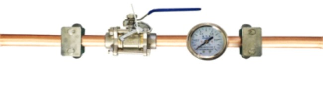 Кран запорный с манометром, диаметром трубки 3/4 дюйма